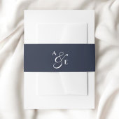 Navy Blue Monogram Script Ampersand Uitnodigingen Wikkel