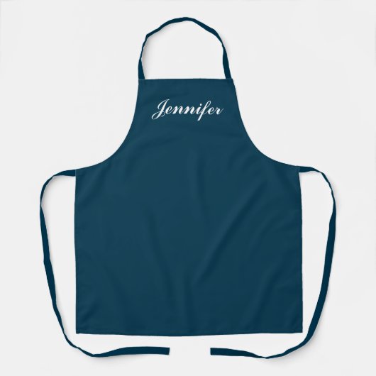 Navy Blue Monogram Script Specialized Kitchen Schort (Voorkant)