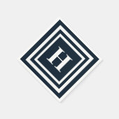 Navy Blue Monogram Servet (Hoek)