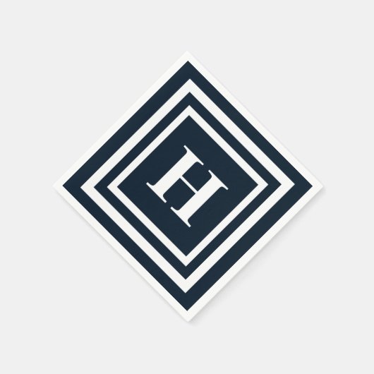 Navy Blue Monogram Servet (Hoek)