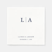 Navy Blue Monogram Simple Minimalist Weddenschap Servet (Voorkant)