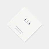 Navy Blue Monogram Simple Minimalist Weddenschap Servet (Hoek)
