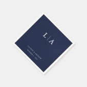Navy Blue Monogram Simple Minimalist Wedding Napki Servet (Hoek)