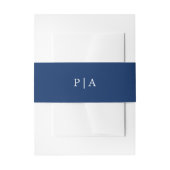 Navy Blue Monogram Simple Weddenschap Uitnodigingen Wikkel (Voorkant Voorbeeld)