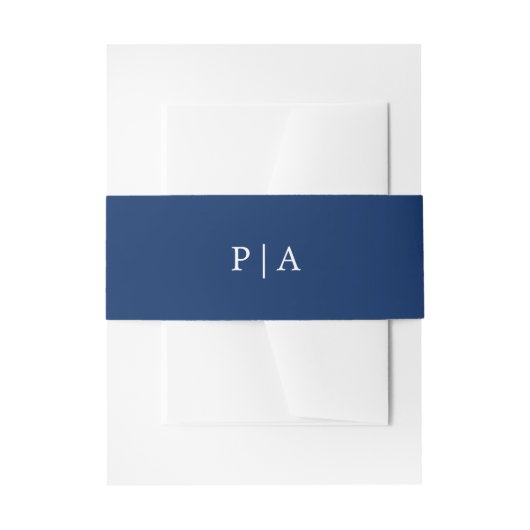Navy Blue Monogram Simple Weddenschap Uitnodigingen Wikkel (Voorkant Voorbeeld)