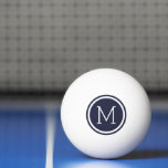 Navy Blue Monogram, speciaal gepersonaliseerd ping Pingpongbal<br><div class="desc">Breng je spel naar het volgende niveau met aangepaste pingpongballen gepersonaliseerd met je monogram-initiaal in een stijlvol cirkelvormig lijst. Verkrijgbaar in verschillende kleuren, deze pingpongballen zijn perfect voor het maken van een statement op je volgende spelavond of toernooi. Een uniek en doordacht cadeau idee voor sportievelingen, party hosts, of iedereen...</div>