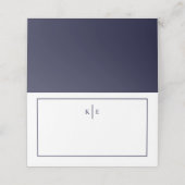 Navy Blue Monogram Table Place Card Plaatskaartje (Buitenkant ongevouwen)