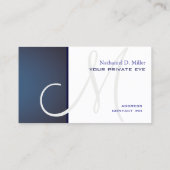 Navy blue monogram visitekaartje (Achterkant)