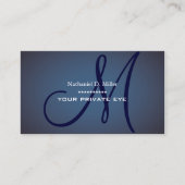 Navy blue monogram visitekaartje (Voorkant)