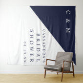 Navy Blue Monogram Vrijgezellenfeest Foto Achtergr Wandkleed (In Situ (horizontaal))