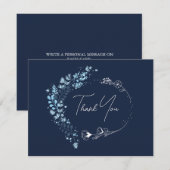 Navy Blue Monogram Vrijgezellenfeest Hartelijk dan Bedankkaart (Voorkant / Achterkant)