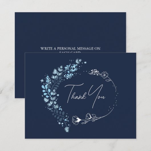 Navy Blue Monogram Vrijgezellenfeest Hartelijk dan Bedankkaart (Voorkant / Achterkant)