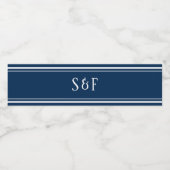 Navy Blue Monogram Waterfles Etiket (Enkel label)