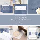 Navy Blue Monogram Waterverf Envelope Seal / Favor Ronde Sticker