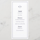 Navy Blue Monogram Weddenningkaart Menu (Voorkant)