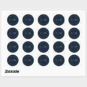 Navy Blue Monogram Weddenschap Ronde Sticker (Vel)