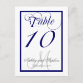 Navy Blue Monogram WeddenTabel Nummer Kaart 2 (Voorkant)