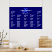 Navy Blue Monogram Wedding Seating Chart Poster (Keuken)