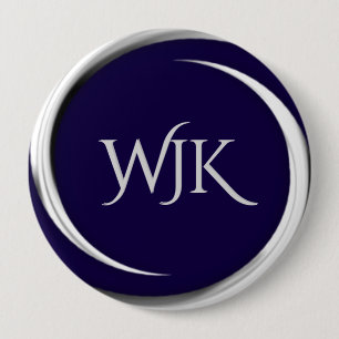 Navy Blue Monogramma Ronde Button 4,0 Cm