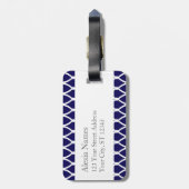 Navy Blue Monogrammed Barcelona Print Bagagelabel (Achterkant verticaal)