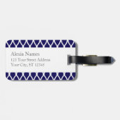 Navy Blue Monogrammed Barcelona Print Bagagelabel (Achterkant horizontaal)