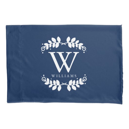 Navy Blue Monogrammed Kussensloop (Voorkant)