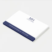 Navy Blue Monogrammed Mannen Post-it® Notes (Schuin)
