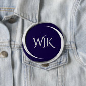 Navy Blue Monogrammed Ronde Button 4,0 Cm (In situ)
