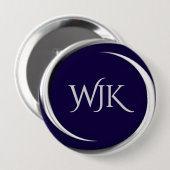 Navy Blue Monogrammed Ronde Button 4,0 Cm (Voorkant /achterkant)