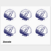 Navy Blue Monogrammed Zee Shell Sticker (Vel)