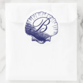 Navy Blue Monogrammed Zee Shell Sticker (Tas)