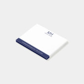 Navy Blue Monogrammering voor Heren Post-it® Notes (Schuin)