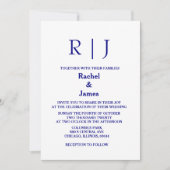 Navy Blue Monograms Minimal Simple Elegant Wedding Kaart (Voorkant)