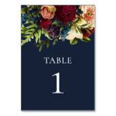 Navy Blue Moody Bloemen Bourgondische bruiloft Kaart (Voorkant)