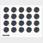 Navy Blue Moody Bloemen Bourgondische bruiloft Ronde Sticker (Vel)