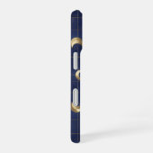Navy Blue Moon and Gold Grid Design iPhone 16 Hoesje (Rechterkant)