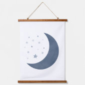 Navy Blue Moon en Stars Boy Nursery Hangend Wandkleed (Voorkant)