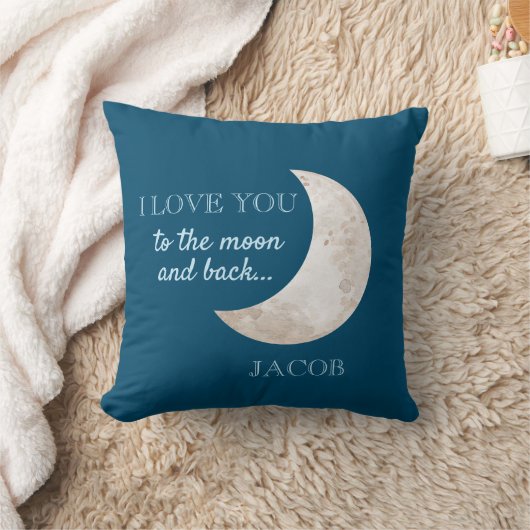 Navy Blue Moon houdt van je naar de maan Kussen (Deken)