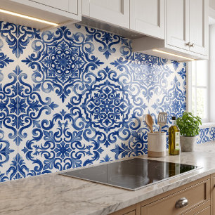 Navy Blue Moorse Azulejo Naadloos Tegeltje