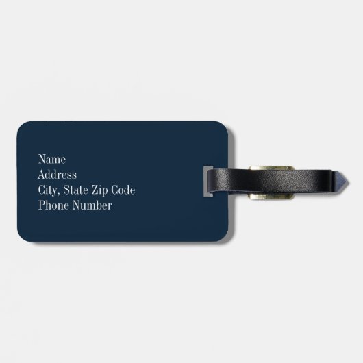 Navy Blue Moroccan Pattern met Green Monogram Bagagelabel (Achterkant horizontaal)