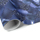 Navy Blue Moroccan Quatrefoil Pattern Cadeaupapier (Rol Hoek)