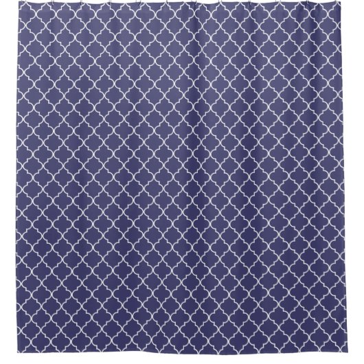 Navy Blue Moroccan Quatrefoil Pattern Douchegordijn (Voorkant)