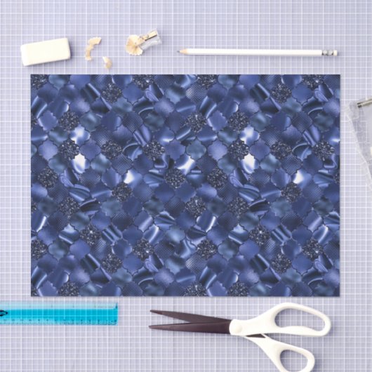 Navy Blue Moroccan Quatrefoil Pattern Tissuepapier (Craft)