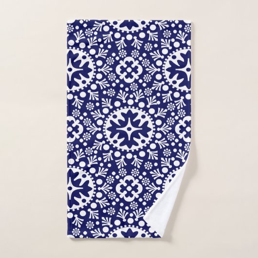 Navy Blue Moroccan Tegel Pattern Bath Towel Set Bad Handdoek (Handdoek)
