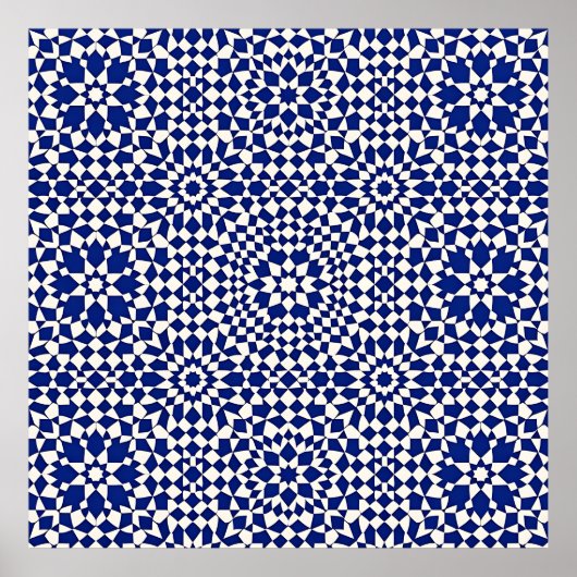 Navy Blue Mosaic Geometric Pattern Poster (Voorkant)