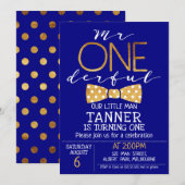 Navy Blue Mr. Een prachtige verjaardag uitnodiging (Voorkant / Achterkant)