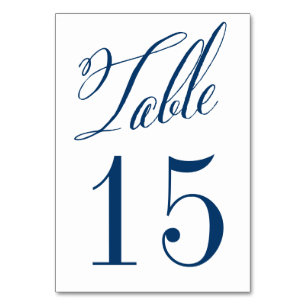 Navy Blue Mr. en Mrs Elegant Script Table Numbers Kaart