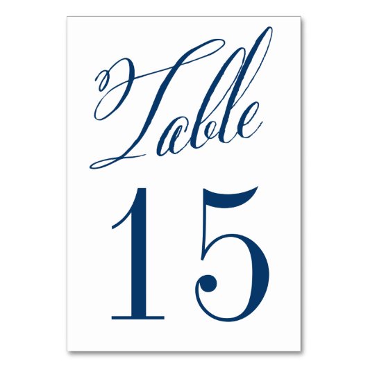 Navy Blue Mr. en Mrs Elegant Script Table Numbers Kaart (Achterkant)