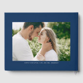 Navy Blue Mr. en Mrs Elegant Script Wedding Gastenboek (Achterkant)