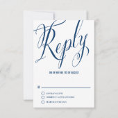 Navy Blue Mr. en Mrs Elegant Script Wedding RSVP I Kaartje (Voorkant)
